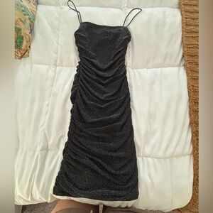Princess Polly Elegant Black Ruched Dress